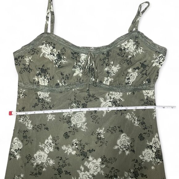 Womens XL Planet Heart Green Floral Dress Lace Bow Y2K Cottagecore Grunge Fairy - Picture 5 of 7